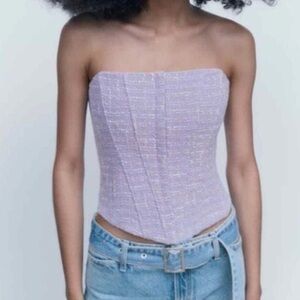Zara Tweed Strapless Corset Top